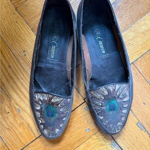 Brown & Green Embellished Women's Loafers